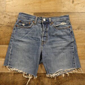 Levi’s Premium Wedgie Straight Denim Cutoff Shorts Size 28 Blue Distressed